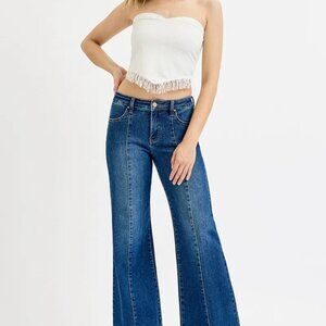 ✨NWT RISEN Full Size Tummy Control Mid Rise Ankle Wide Flare Jeans Plus Size